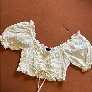 White Eyelet Puff Sleeve Top